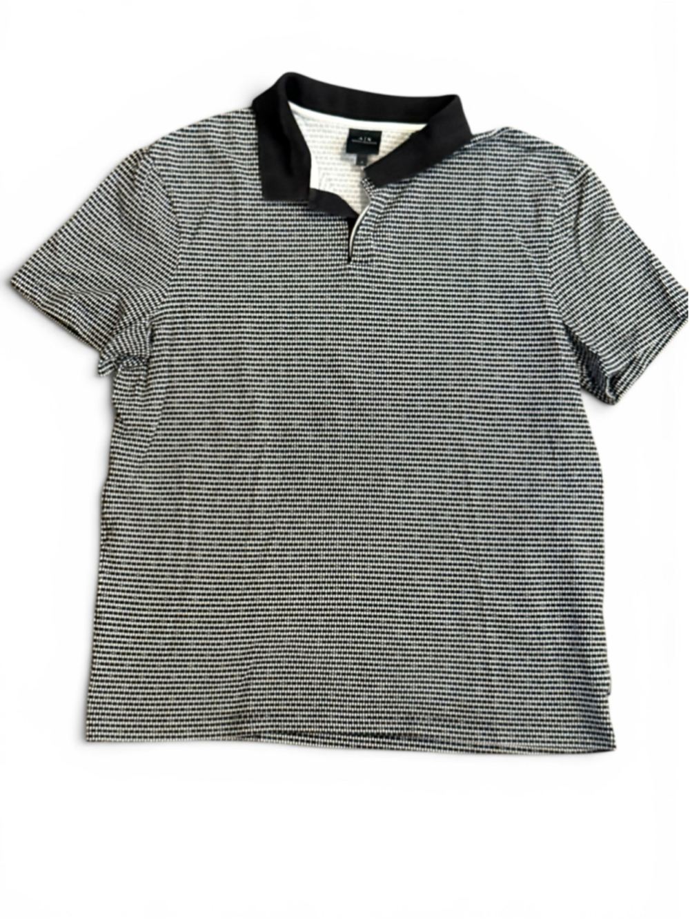 Armani Exchange A|X Men’s Polo Shirt Large Black White Geometric Print - Picture 2 of 5